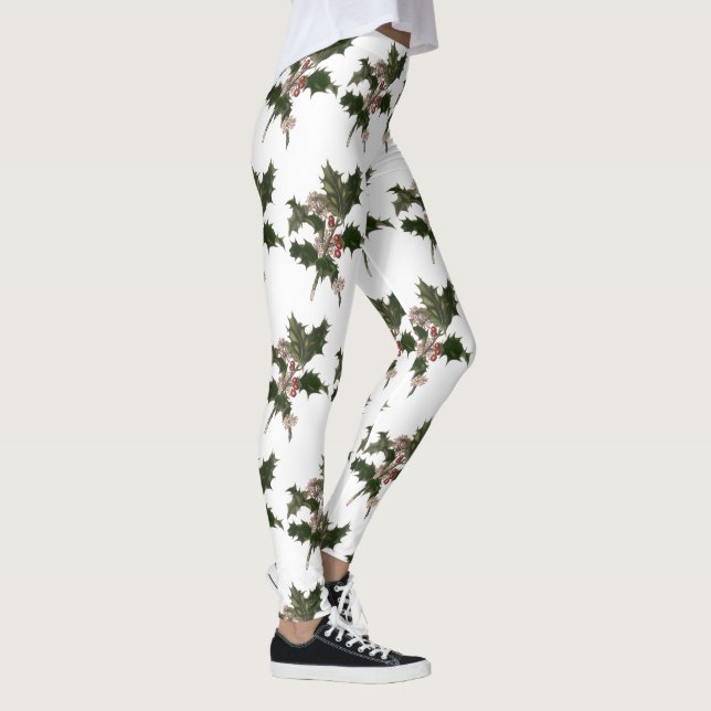 Julstämning, grön järnek med bär leggings (Höger)