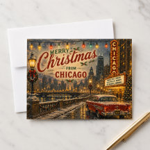 Julstämning i Chicagos Skyline - Semesterkort