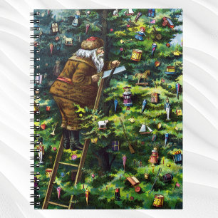 Julstämning i gammaldags stil, viktoriansk jultomt anteckningsbok med spiral