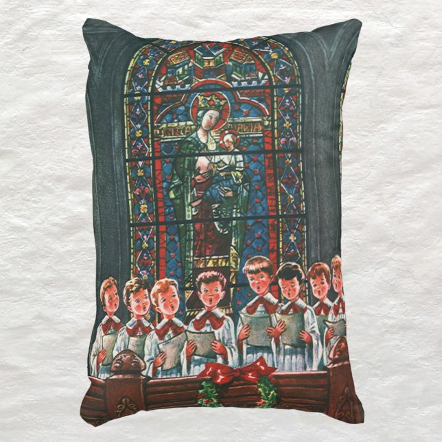 Julstämning med barnkör i kyrka prydnadskudde (Skapare uppladdad)