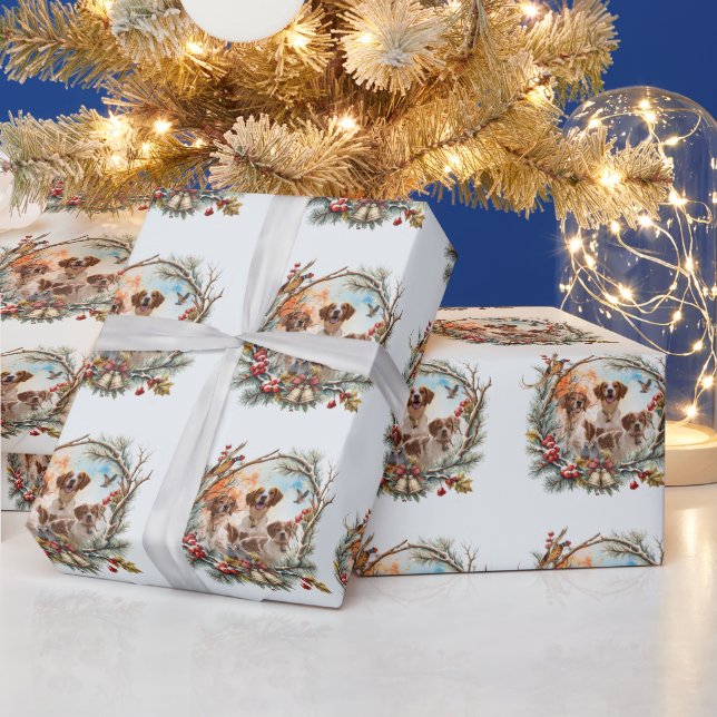 Julstämning med en Brittany Spaniel Presentpapper (Helgdagar)