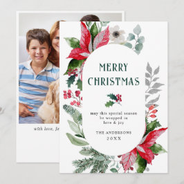 Julstämning Poinsettia Julkrans Foto Julkort