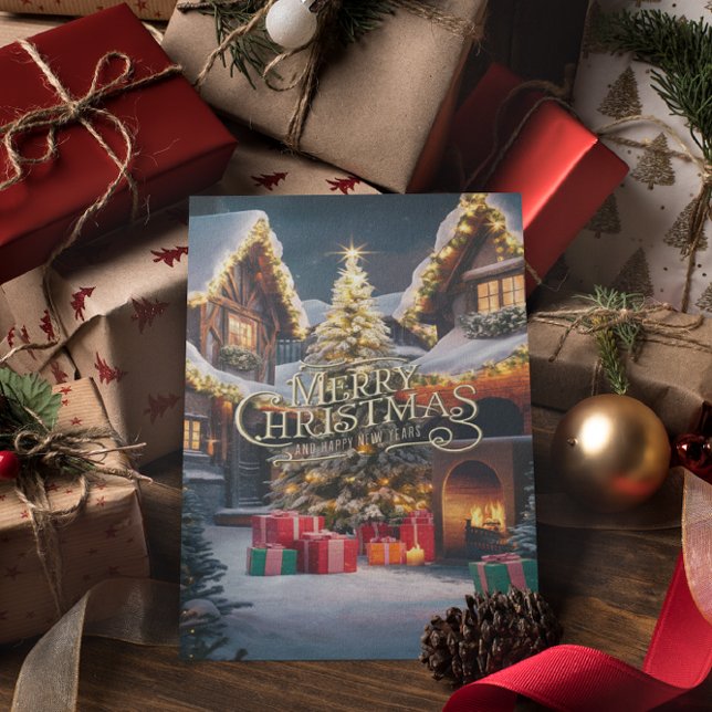 Julstämning: Presenter pryder ett hus  Vykort (Skapare uppladdad)