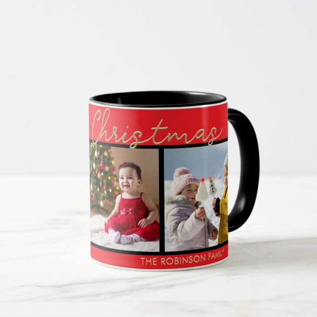 Julstämning Röd God Jul 3 Bilder Galleri Mugg (Framsida höger)
