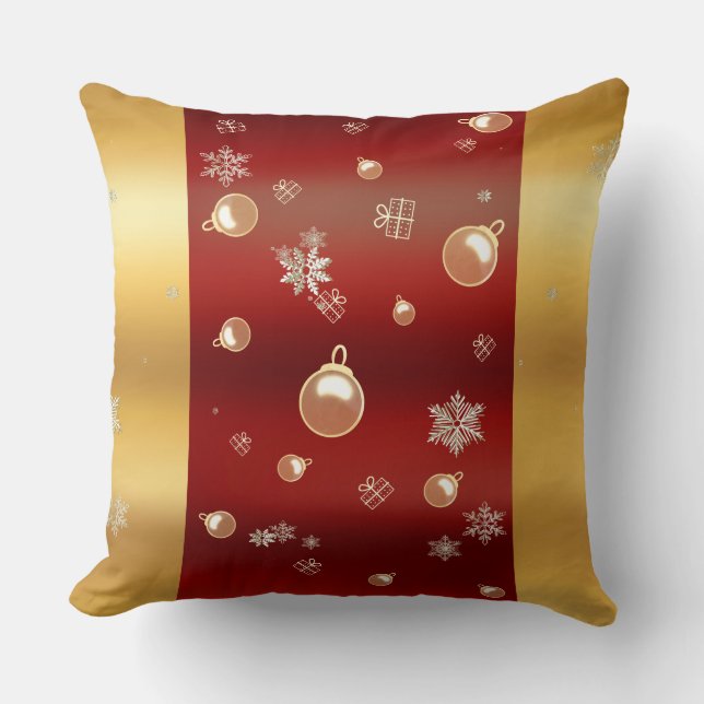 Julstämning röd och guld kudde (Framsida)