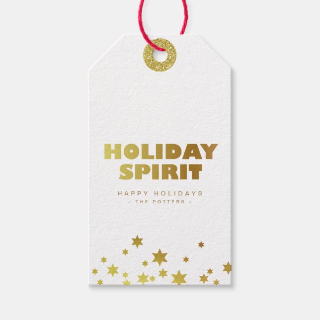 Julstämning | Rolig jul vit & guld Mini Presentetikett (Framsidan)