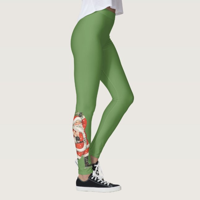 Julstämning, Skridskoåkande Tomte under Misteltoe Leggings (Höger)