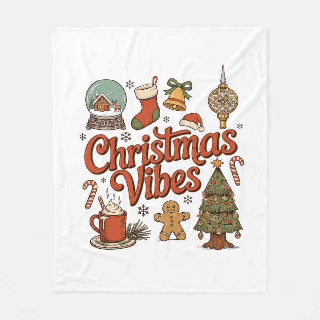 Julstämning Snöglob Gingerbread Man Träd Fleecefilt (Framsidan)