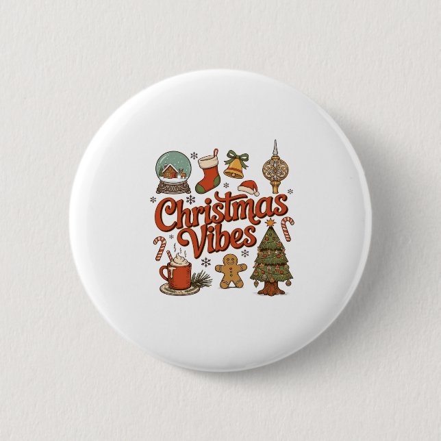 Julstämning Snöglob Gingerbread Man Träd Knapp (Framsida)