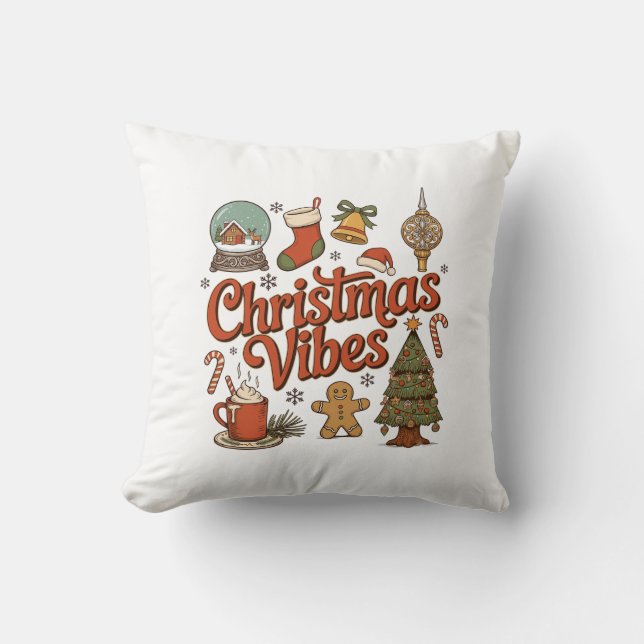 Julstämning Snöglob Gingerbread Man Träd Kudde (Framsida)