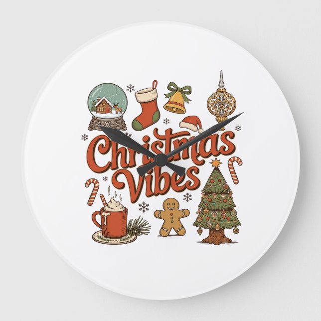 Julstämning Snöglob Gingerbread Man Träd Stor Klocka (Framsida)