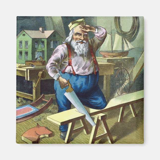 Julstämning, Tomte bygger leksaker såg Magnet (Framsidan)