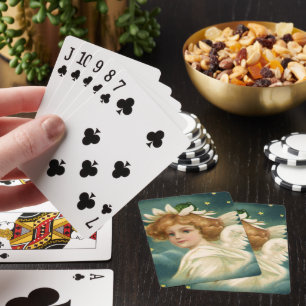 Julstämning, viktoriansk ängel med guldstjärnor casinokort