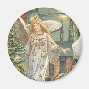 Julstämning, viktoriansk ängel med julgran magnet