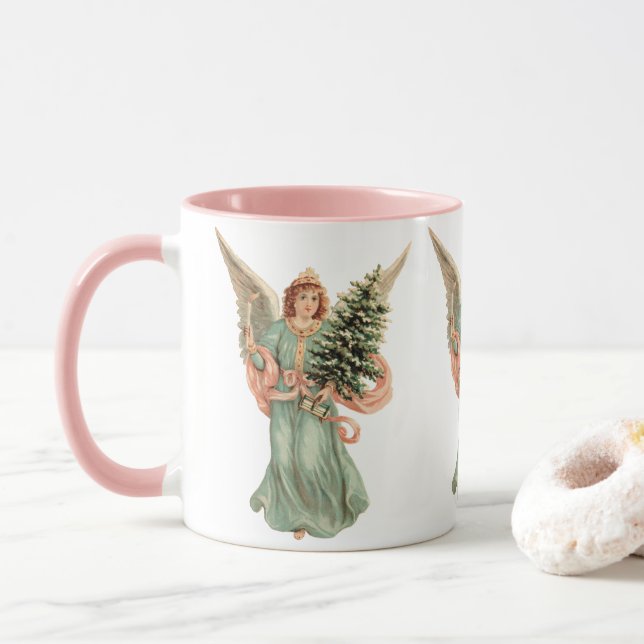 Julstämning, viktoriansk ängel med julgran mugg (Med munk)
