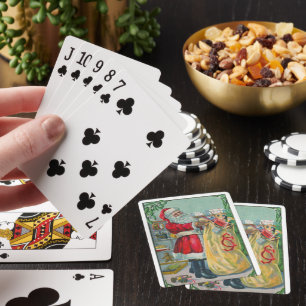 Julstämning, viktoriansk jultomte med leksaker casinokort