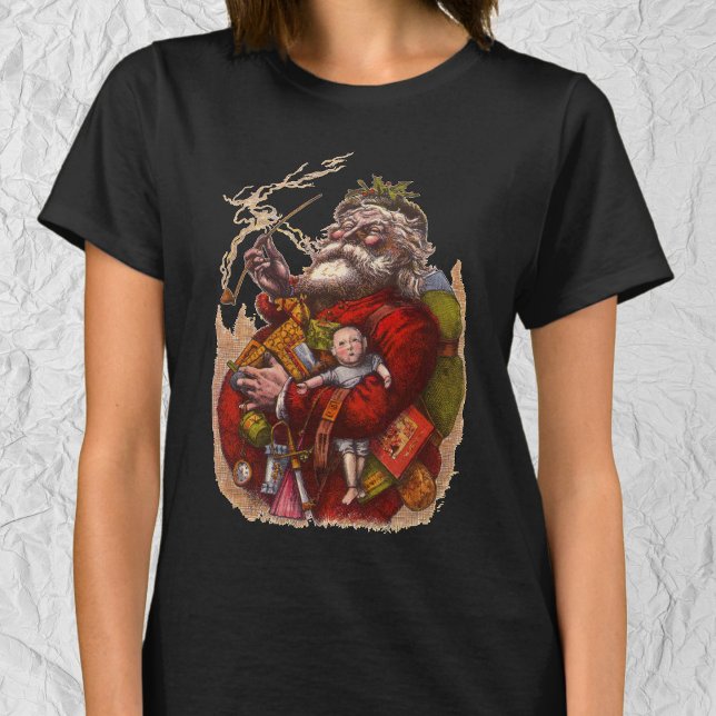 Julstämning, viktoriansk jultomte pipleksaker t-shirt (Skapare uppladdad)