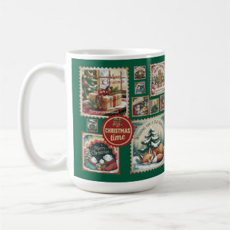 Julstämning Vintage Poststämplar Xmas Kaffemugg