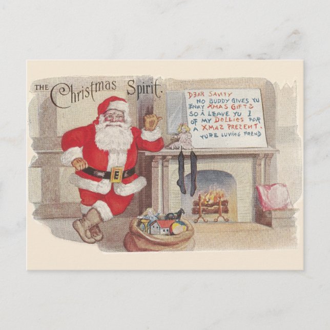 Julstämning - Vintage vykortskonst Vykort (Framsida)