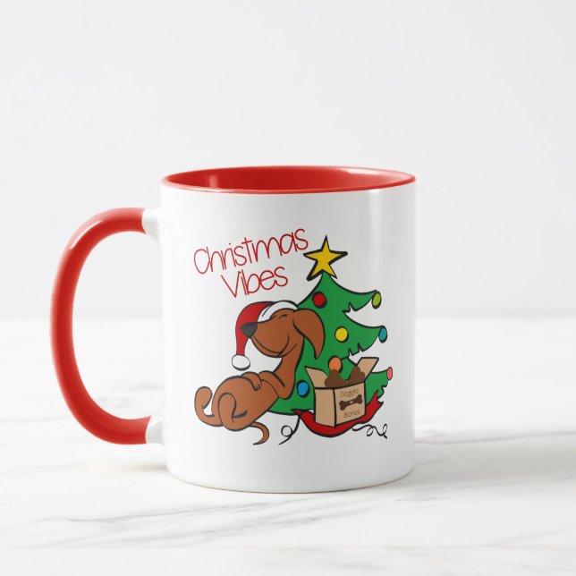 Julstämningsdachshund-docka mugg (Vänster)