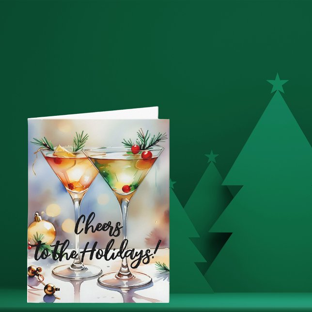 Julstämningsglädje i cocktailsglas Hälsning Kort (Skapare uppladdad)