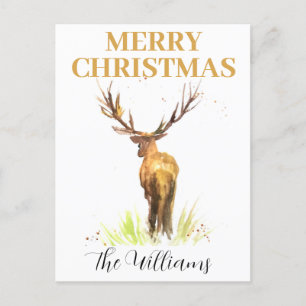 Julstämpel, Elegant, vattenfärg - Merry Vykort