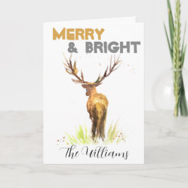 Julstämpel, Hjort, chic, vattenfärg Merry Helgkort