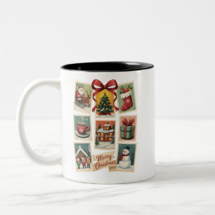 Julstämpel Högtidliga Poststämplar Retro Tomte Två-Tonad Mugg