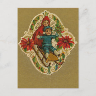 Julstänkande och Poinsettia Julkort Helg Vykort