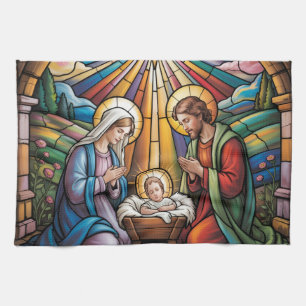 Julstänkglas Konst – Heliga Familjen Jul Kökshandduk