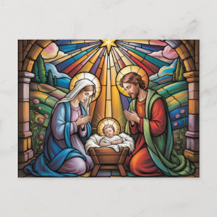 Julstänkglas Konst – Heliga Familjen Jul Vykort