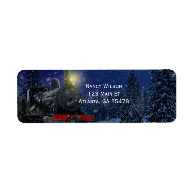 Julstationen i snön returadress etikett (Framsidan)