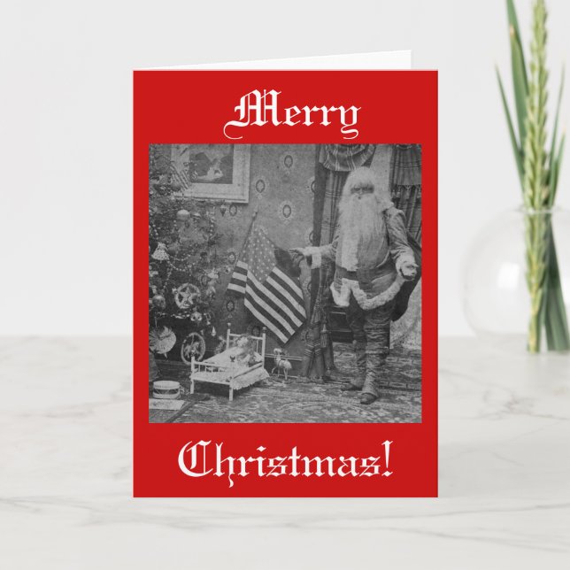 Julsteroview Santa & American Flagga Helgkort (Framsida)