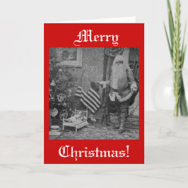 Julsteroview Santa & American Flagga Helgkort