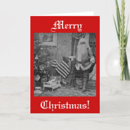 Julsteroview Santa & American Flagga Helgkort
