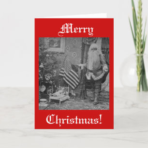 Julsteroview Santa & American Flagga Helgkort