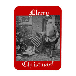 Julsteroview Santa & American Flagga Magnet