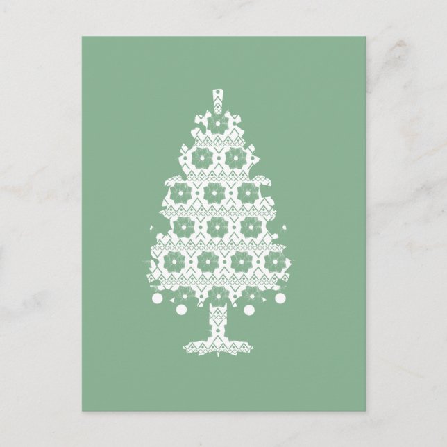 Julstickad julgran postkort helg vykort (Framsida)