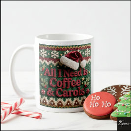 Julstickad Tröja Allt Jag Behöver är Kaffe & Julså Kaffemugg