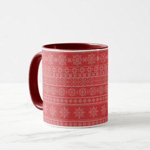 Julstickande nordisk vit design mugg