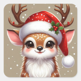 Julsticker fyrkantigt klistermärke