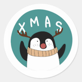JULSTICKER PISSEDIG PINGVIN RUNT KLISTERMÄRKE