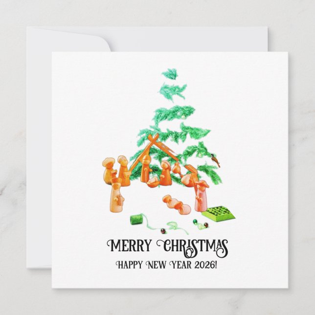 Julstickeri Julkort (Framsida)