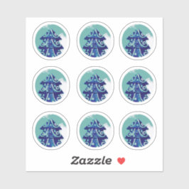 Julstickerpaket med festlig blå dekorerad julgran klistermärken