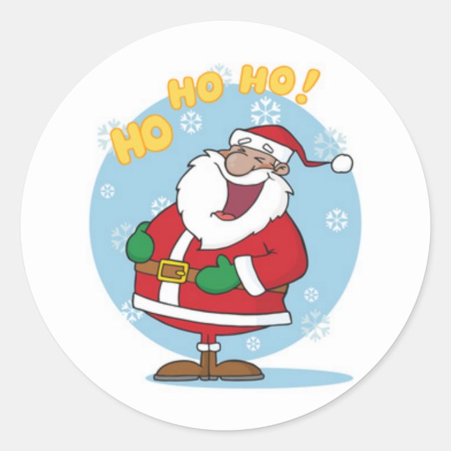 Julstickers/jultomten Runt Klistermärke (Framsida)