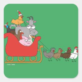 Julstickers på gårdshem fyrkantigt klistermärke