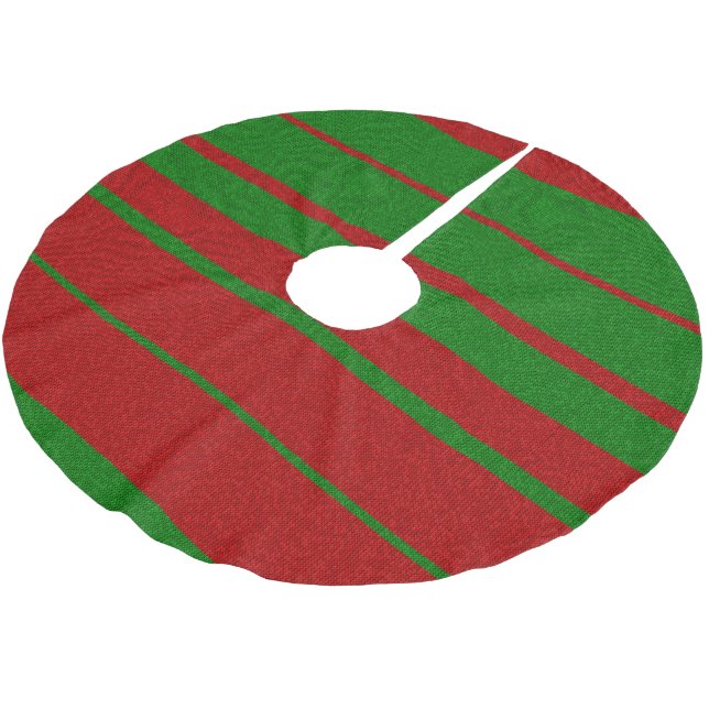Julsticksdesign, röd och Grönt Julgransmatta Borstad Polyester (Vinklad)