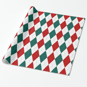 Julstil röda gröna Argyle som slår in papper Presentpapper