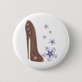 Julstiletten skor konst och stjärnasnöflingor knapp