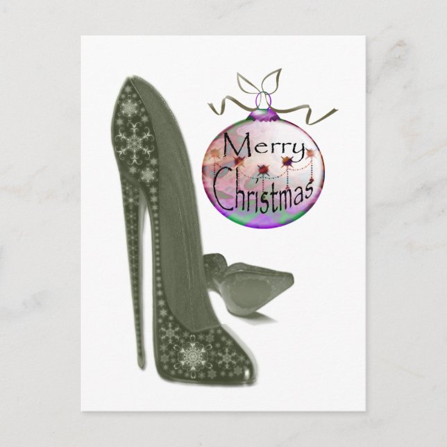Julstiletto Shoe och Bauble Art Gifts Helg Vykort (Framsida)
